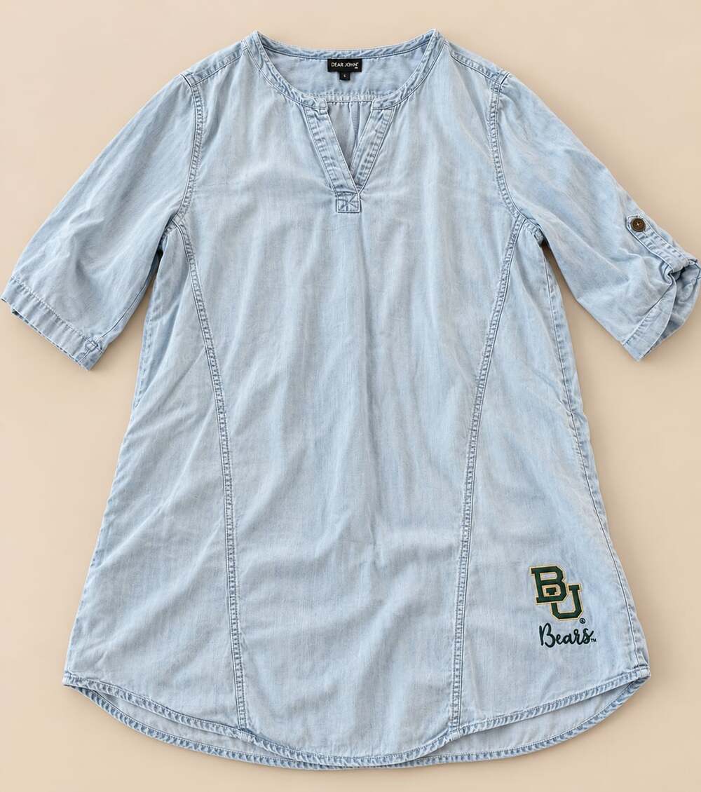 Gameday Couture Baylor Bears Denim V-Neck Dress L (l1)